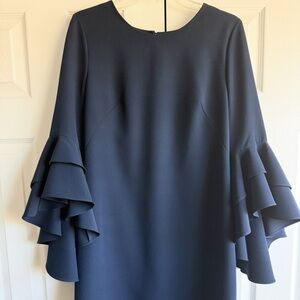 Milly Dress Navy Bell Sleeves